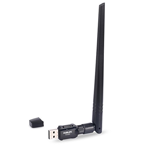 OURLINK 600Mbps mini 802.11ac Dual Band 2.4GHz/5GHz Wireless Network Adapter USB WI-FI Dongle Adapter with 5dBi Antenna Support WIN VISTA,WIN 7,WIN 8.1, WIN 10,MAC OS X 10.9-10.13