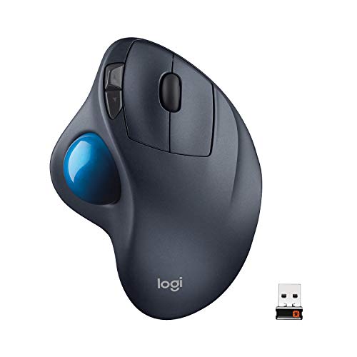 Logitech M570 Wireless Trackball Mouse – Ergonomic Design with Sculpted Right-Hand Shape, Compatible with Apple Mac and Microsoft Windows Computers, USB Unifying Receiver, Dark Gray