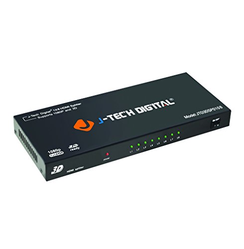 J-Tech Digital 8-Port HDMI v.1.3 Splitter 1x8 Full HD 1080P Certified with 3D