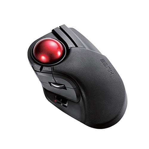 ELECOM M-HT1DRBK Wireless Trackball Mouse - Extra Large Ergonomic Design, 8-Button Function with Smooth Tracking, Black