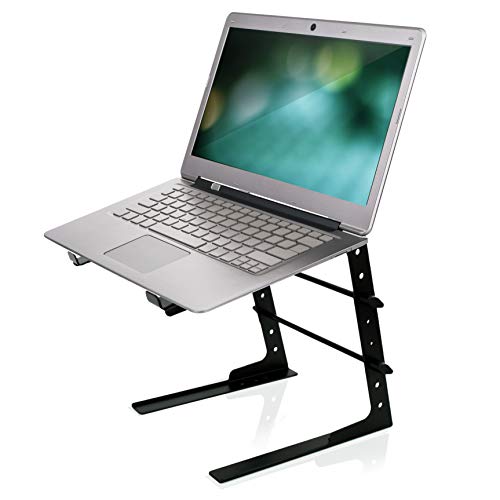 Pyle Portable Adjustable Laptop Stand - 6.3 to 10.9 Inch Anti-Slip Standing Table Monitor or Computer Desk Workstation Riser with Level Height Alignment for DJ, PC, Gaming, Home or Office - PLPTS25