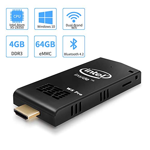 W5 Pro Mini PC Intel Atom Z8350 Windows 10 Computer Stick 4GB DDR 64GB eMMC Support 4K HD,Dual Band WiFi AC,2 USB Port,BT 4.2