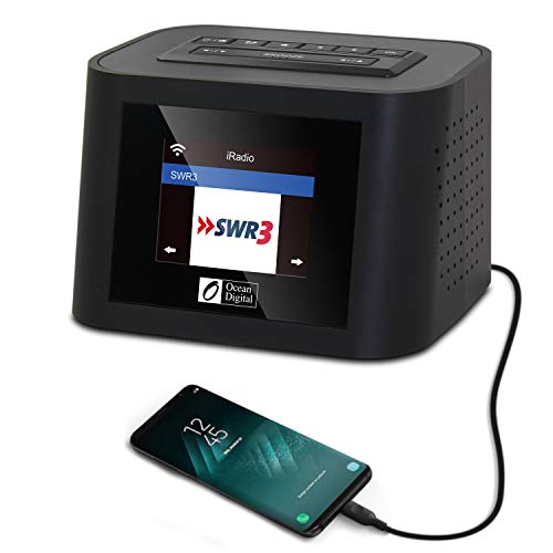 Ocean Digital Wi-Fi Internet Radios WR828F FM Receiver with Airmusic Control APP & Sleep Radio- for Sleeping & Relaxation Alarm Clock Stereo Dual Speaker with USB Port