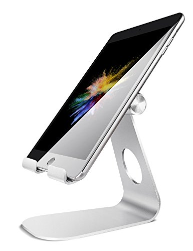 Tablet Stand Adjustable, Lamicall Tablet Stand : Desktop Stand Holder Dock Compatible with Tablet Such as iPad 2018 Pro 9.7, 10.5, Air Mini 4 3 2, Kindle, Nexus, Tab, E-Reader (4-13'') - Silver