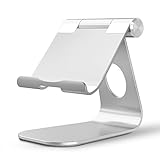 OMOTON Adjustable Tablet Stand Compatible with iPad, Tablets (Up to 12.9 inch) and all Cell Phones, Stable Sticky Base, Silver