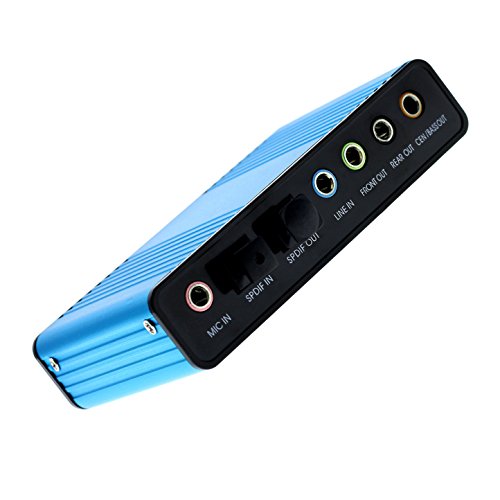 Optimal Shop USB 2.0 External Sound Card 6 Channel 5.1 Surround Adapter Audio S/PDIF for PC (Blue)