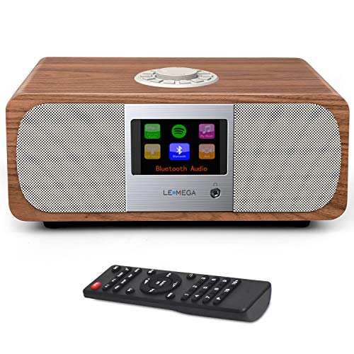 LEMEGA M3+ 20W Stereo Internet FM Digital Radio with Wi-Fi, Bluetooth, Built-in Subwoofer, USB, Aux & TFT Colour Display – Walnut