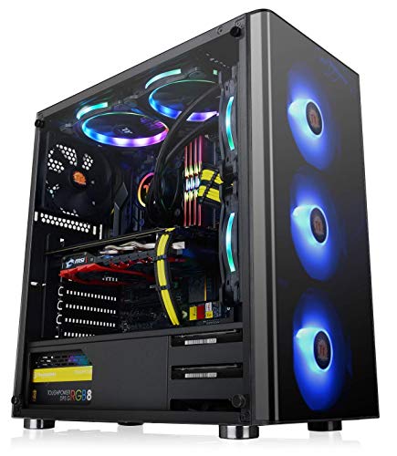 Thermaltake V200 Tempered Glass RGB Edition 12V MB Sync Capable ATX Mid-Tower Chassis with 3 120mm 12V RGB Fan + 1 Black 120mm Rear Fan Pre-Installed CA-1K8-00M1WN-01