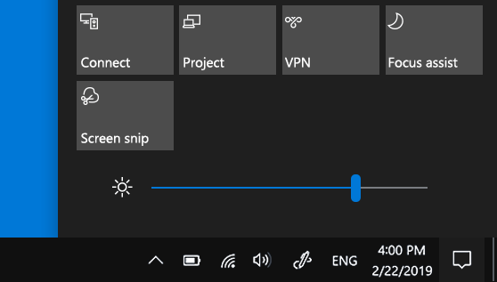 Change screen brightness in Windows 10