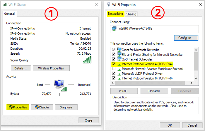 Internet protocol version 4 ipv4 settings