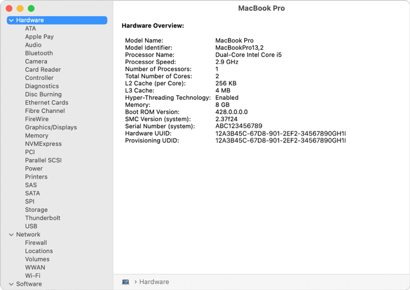 MacBook System Information