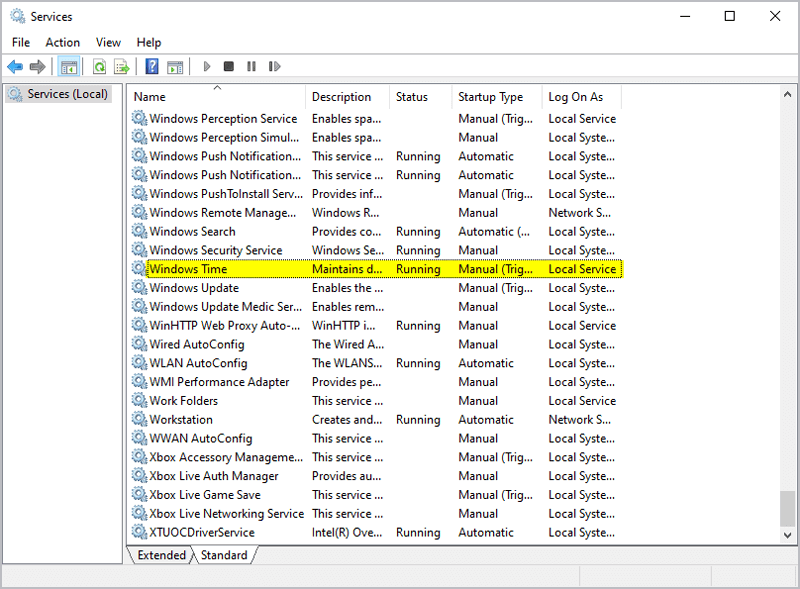 services.msc windows time